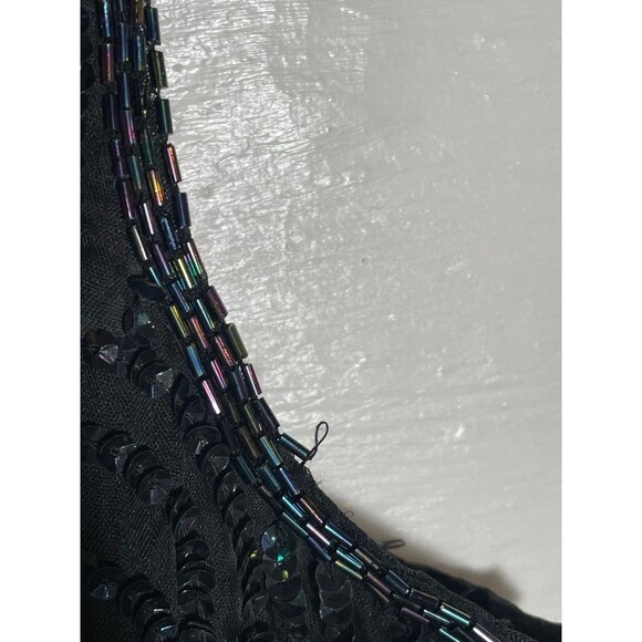 Vintage Black Sequin Vest Spell Bound Cropped Retro 80s 90s NOS NWT Size M - Picture 7 of 14